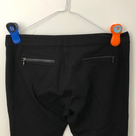 PAIGE Los Feliz Black Leather Trim Pants Black - Picture 6 of 7